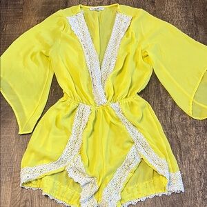 Papaya Sunny Yellow Blouse with White Trim